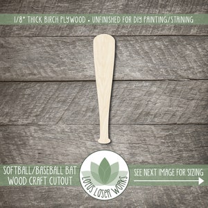 Baseball Softball Bat Shape: Sports Themed Cutouts For Crafting, Painting Blanks