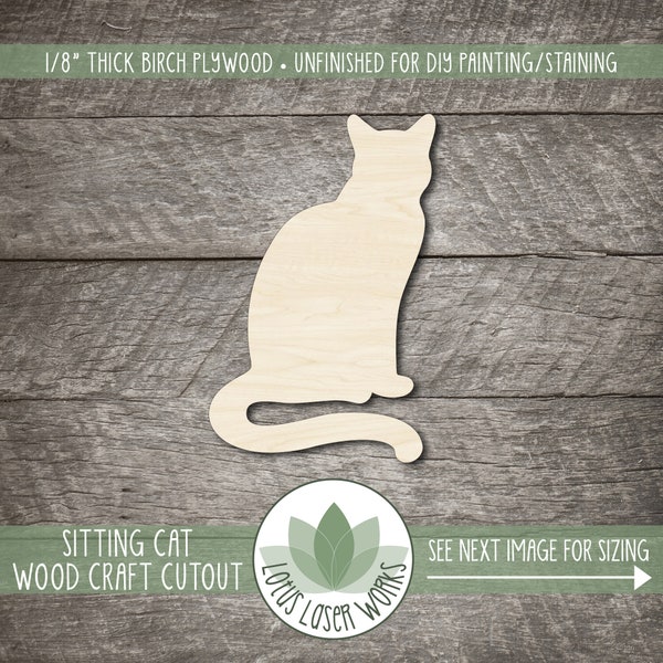 Wood Cat Craft Shapes, Unfinished Wooden Painting Blanks, Animal Cutouts, DIY Projects Ideas