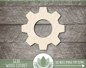Gear Shape: Laser Cut, Unfinished Wood Cutouts For Craft Projects