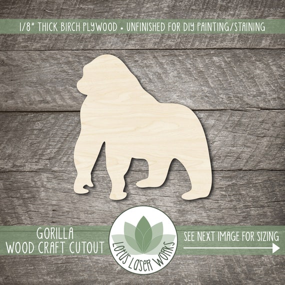 Ape Gorilla - Laser Cut Out Unfinished Wood Craft Shape APE8 Ape Gorilla - Laser Cut Out Unfinished Wood Craft Shape APE8