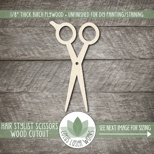 Wood Hair Stylist Scissors Cutout, Blank Wood Craft Embellishments, Wooden Hair Cutting Shears Shape, Wood Hair Stylist Shapes
