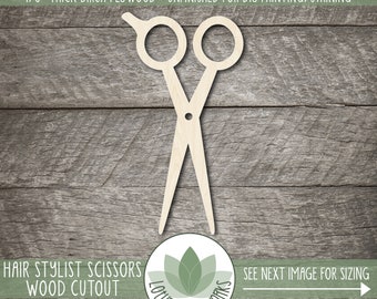 Wood Hair Stylist Scissors Cutout, Blank Wood Craft Embellishments, Wooden Hair Cutting Shears Shape, Wood Hair Stylist Shapes