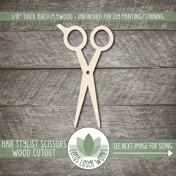 Wood Hair Stylist Scissors Cutout, Blank Wood Craft Embellishments, Wooden Hair Cutting Shears Shape, Wood Hair Stylist Shapes