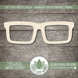 Eyeglasses Cutout: Wood Shapes For Craft Projects, Laser Cut Painting Blanks