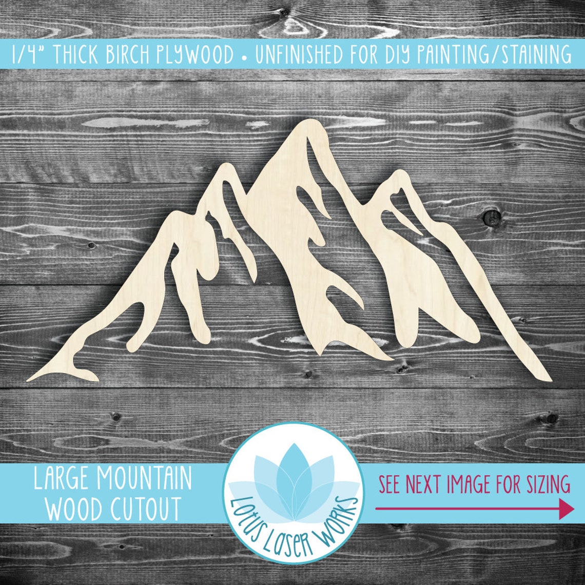 Wood Mountain Shape Large Wooden Mountain Cutout Mountain Etsy