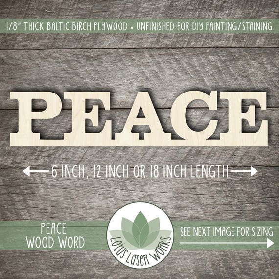 Peace Wood Word Sign Wooden Words Wall Art Image 0