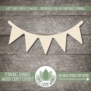 Banner - Laser Cut Out Unfinished Wood Craft Shape BNR24 Banner - Laser Cut Out Unfinished Wood Craft Shape BNR24