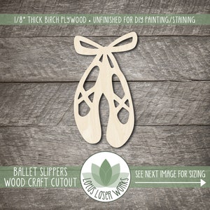 Ballet Slippers Shape, Wood Ballerina Themed Cutouts For Crafting And Paintimg, Craft Supplies