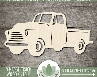 Vintage Truck Wood Cutout, Laser Cut Wood Truck, Unfinished Wood Shapes For DIY Projects, Many Size Options Available, Blank Wood Shapes