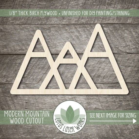 Mountain Wood Cutout Laser Cut Wooden Three Peak Mountain Etsy