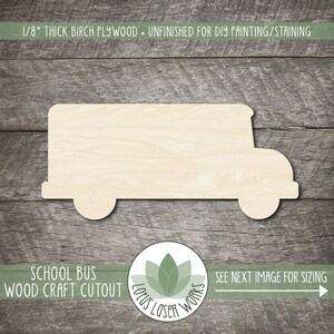 School Bus Wood Shape - Unfinished Wood Blank Craft Cutouts - Painting ...