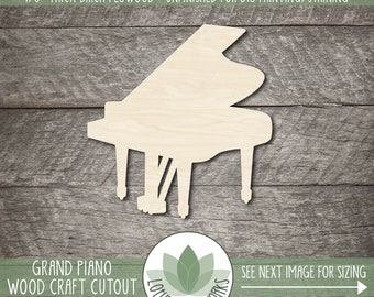 Wooden Grand Piano Craft Cutouts, Music Shapes, Scrapbooking Embellishments, Miniature Piano