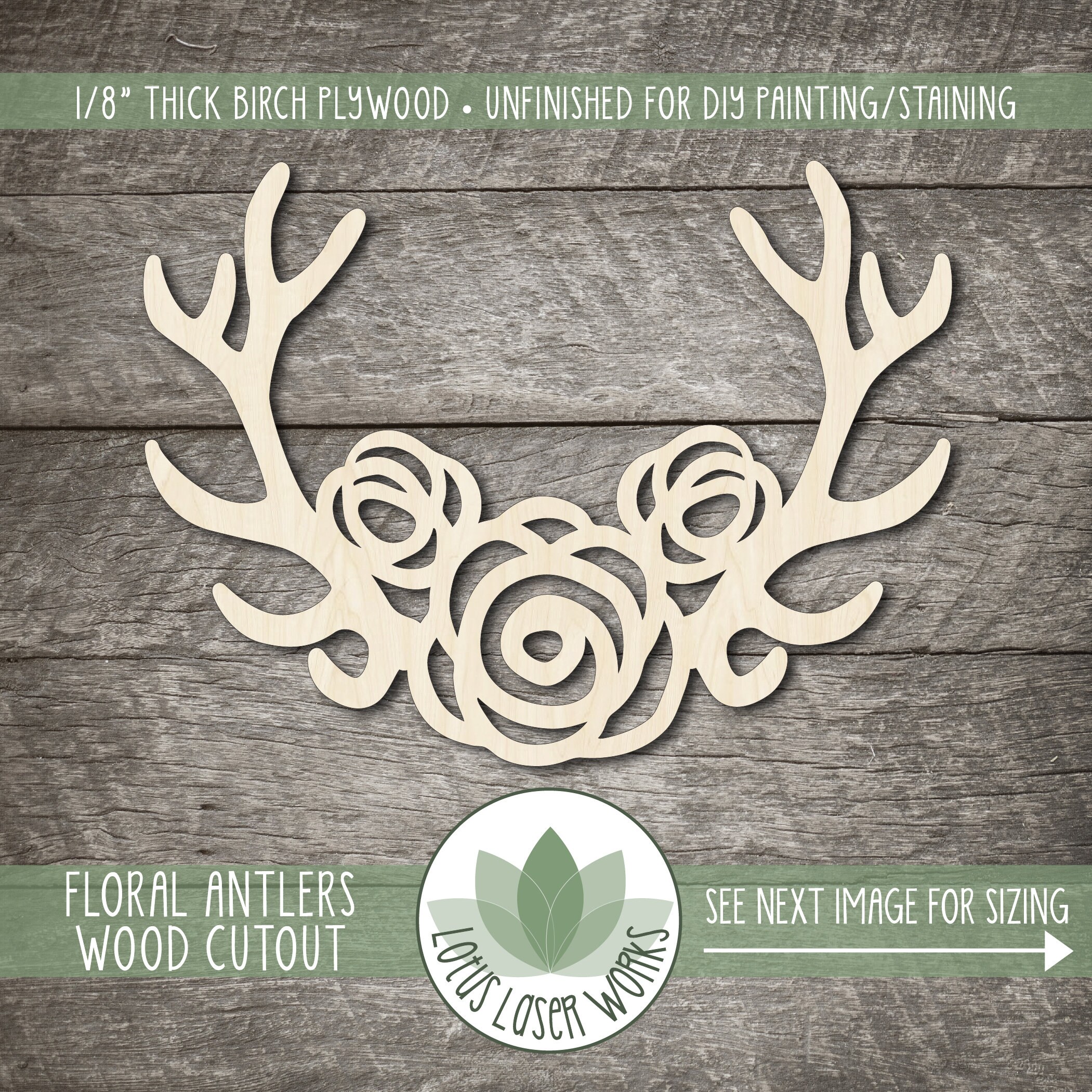 Kids' Crafts Ready to Decorate Floral Antlers Wood Cutout DIY Craft Projects Unfinished Wood