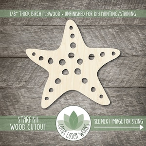 Starfish Wood Shape For Crafting, Wooden Sea Creature Cutouts, Painting Blanks