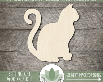 Cat Shape  |  Unfinished Wood Cutouts For Crafting, Laser Cut Blanks