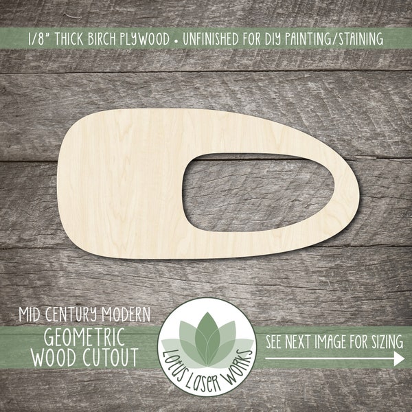 MCM Geometric Wood Cutout: Unfinished Birch Plywood Craft Shape