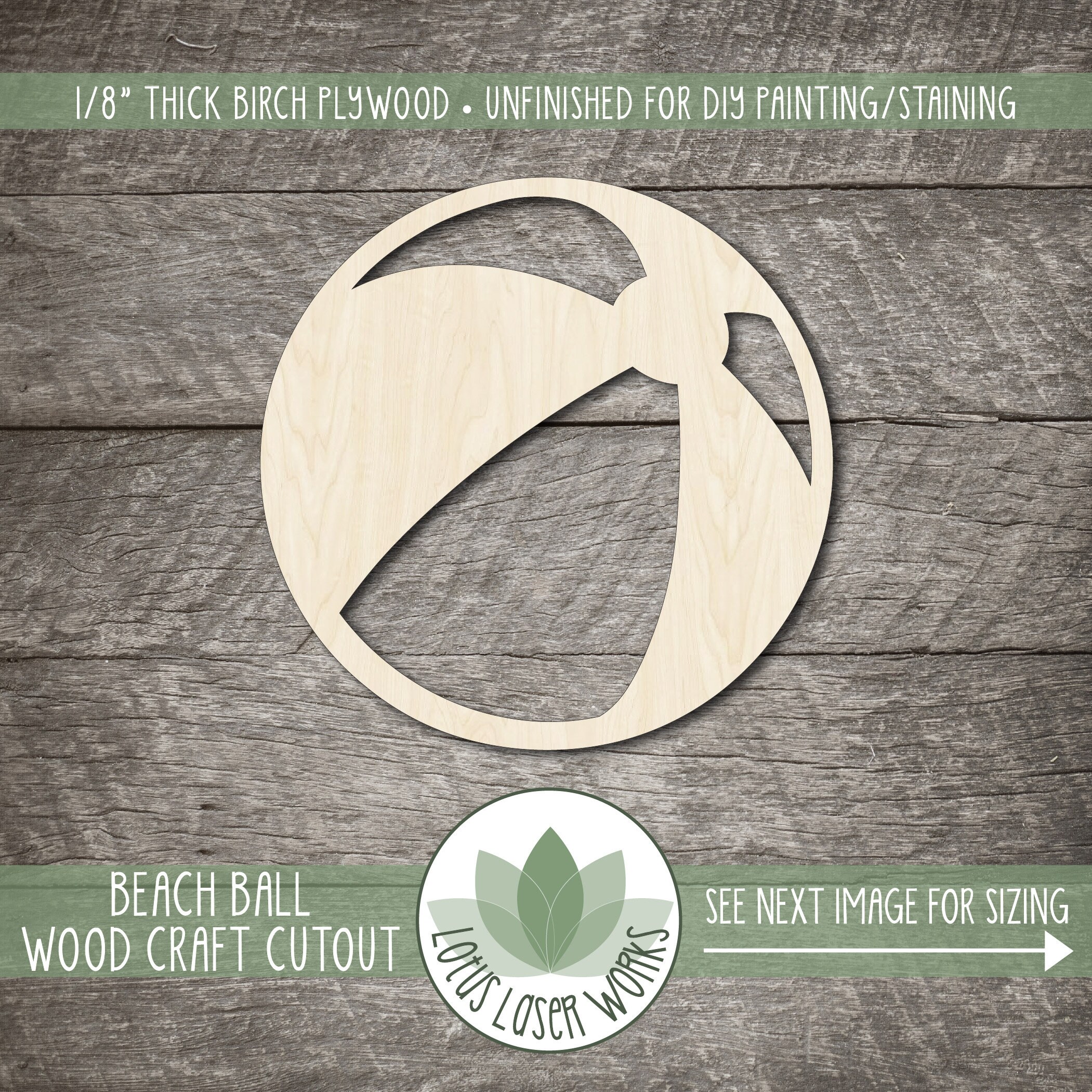 Beach Ball - Laser Cut Out Unfinished Wood Craft Shape BCH2 Beach Ball - Laser Cut Out Unfinished Wood Craft Shape BCH2