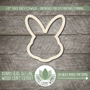 Bunny Rabbit Head Shape - Laser Cut Wooden Blanks - Unfinished Wood Craft Cutouts