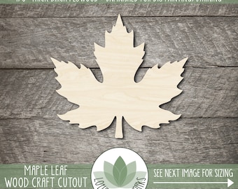Wood Maple Leaf Shape - Unfinished Laser Cut Shapes, Fall Themed Blanks