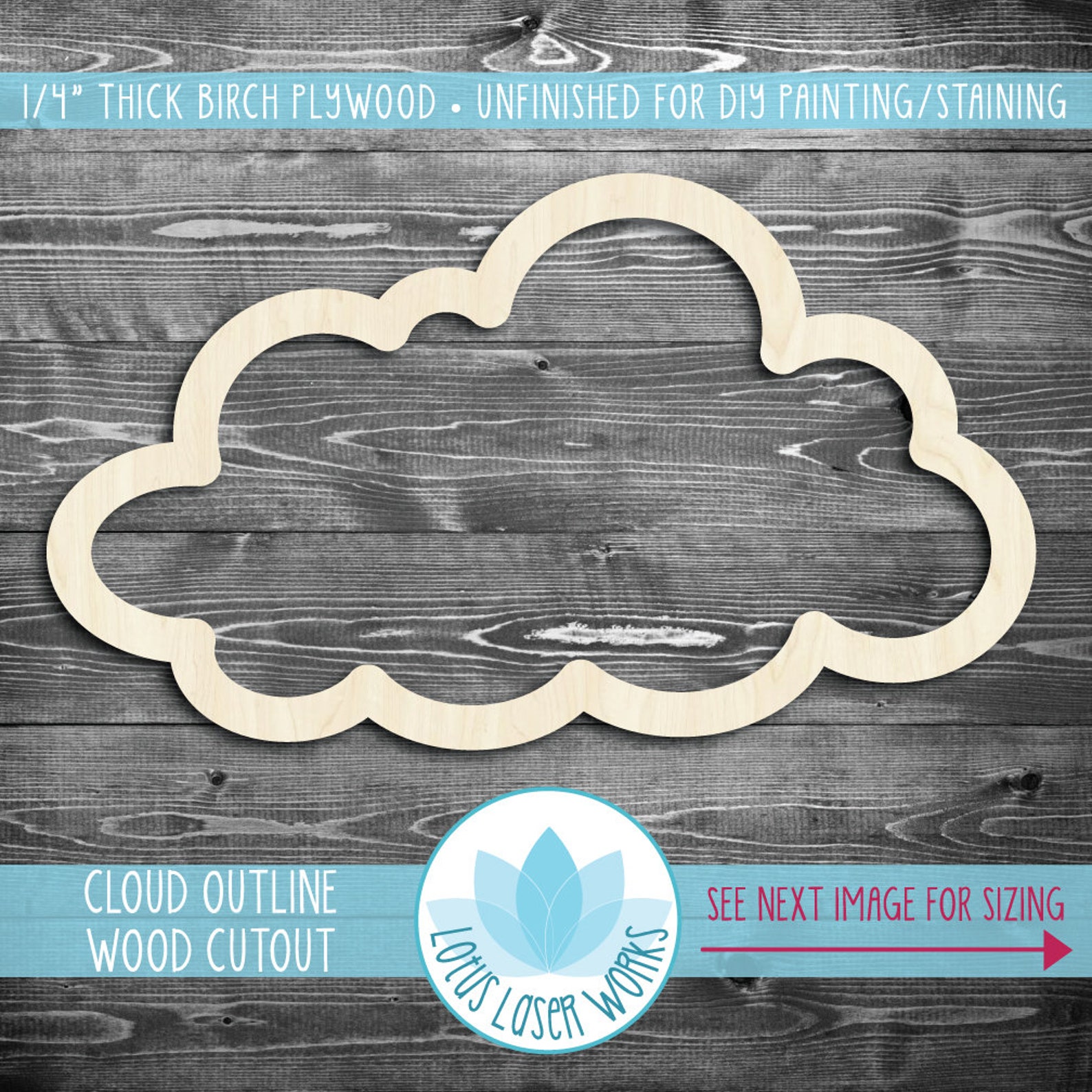 Wood Cloud Outline Shape Wooden Cloud Cutout Large Wood Etsy