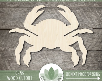 Crab Shape, Ocean Animal Wood Cutouts For Craft Projects, Painting Blanks