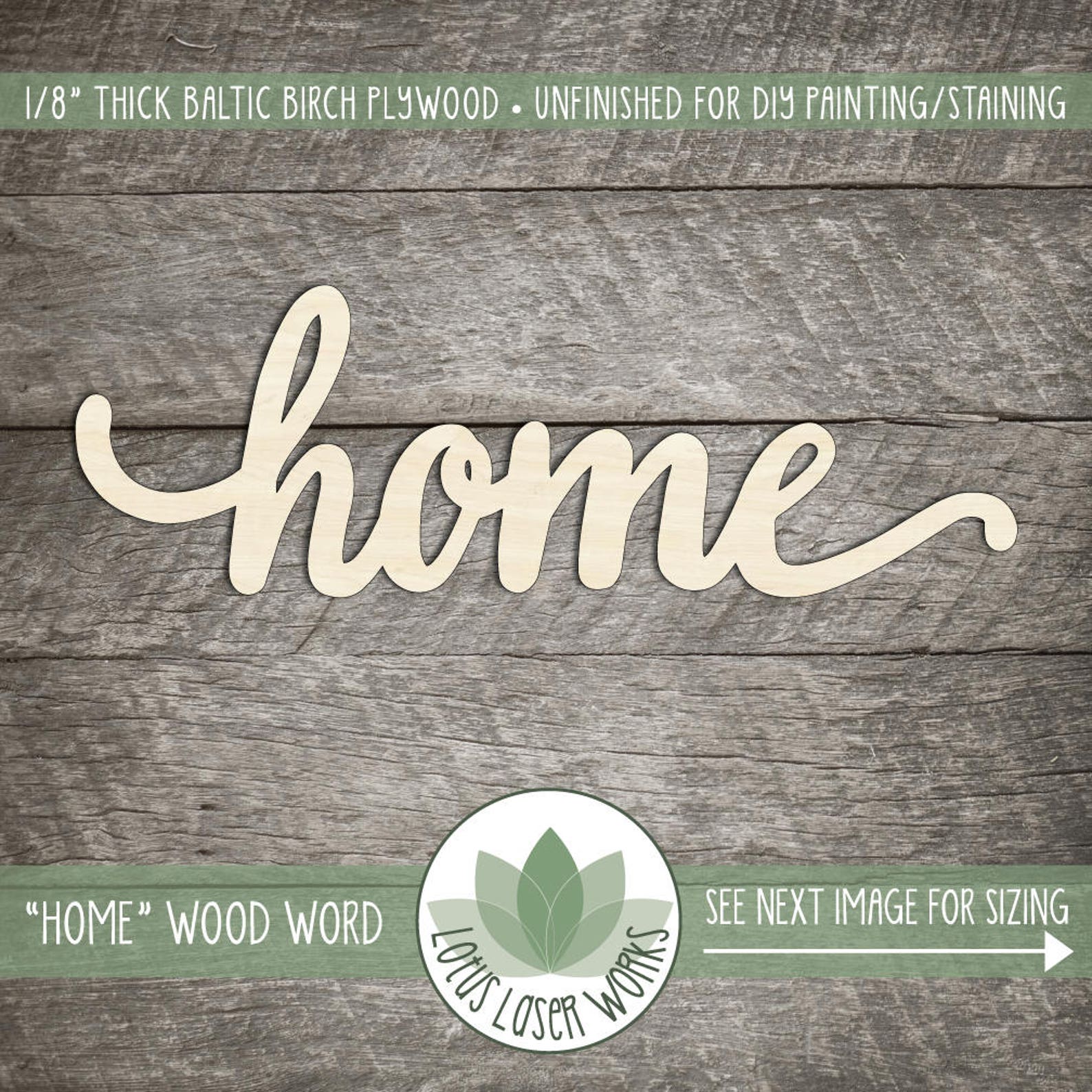 Wooden home Wood Word Sign Wood Word Home Etsy