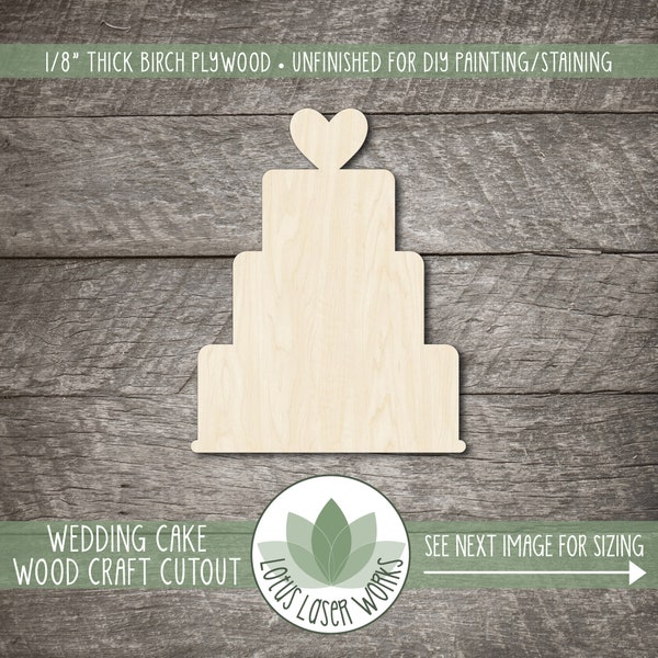 Wedding Cake Shape - Unfinished Wood Blanks - Laser Cut Wooden Cutouts- DIY Craft Supply