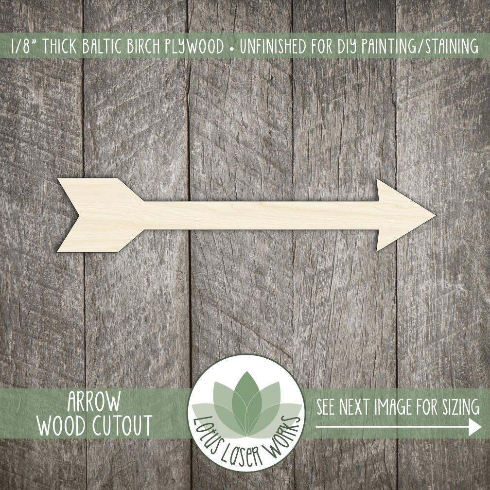 Wood Arrow Shape Unfinished Wood Arrow Laser Cut Shape DIY Etsy