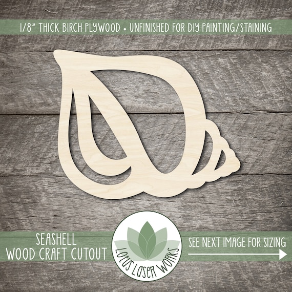 Shell - Laser Cut Out Unfinished Wood Craft Shape SEA52 Shell - Laser Cut Out Unfinished Wood Craft Shape SEA52