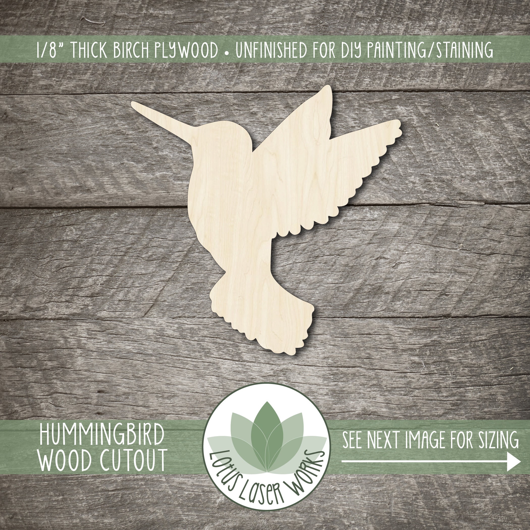 Wood Hummingbird Cutout, Laser Cut Wooden Bird Shapes for Craft ...