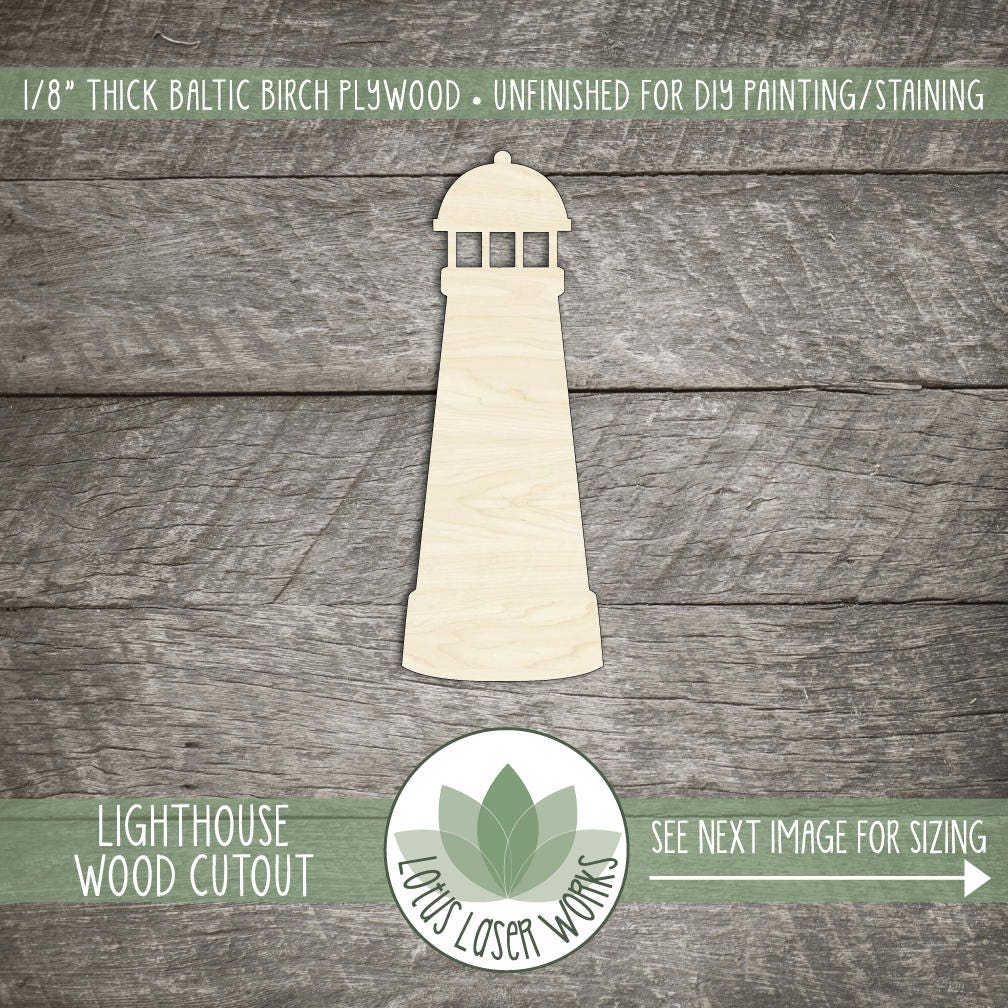 Wood Lighthouse Shape Unfinished Wood Lighthouse Laser Cut Etsy