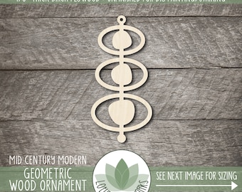 Mid-Century Modern Wood Ornament Blank: DIY Craft Supply