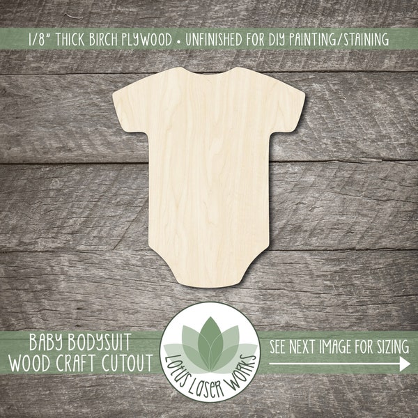 Baby Bodysuit Wood Cutout, Unfinished Wood Craft Blanks, Laser Cut Wooden Baby Shapes, Wood Craft Supplies