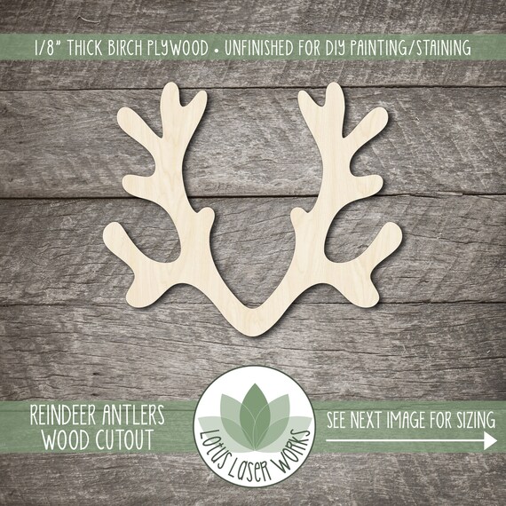 Antler Wood Cutouts, DIY Craft Shapes, Unfinished Wood Blanks