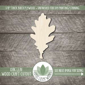 Oak Leaf Wood Shape - Laser Cut Blanks - Unfinished Wooden Craft Cutouts