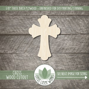 Laser Cut Wood Cross: Unfinished Birch Plywood, DIY Craft Shape