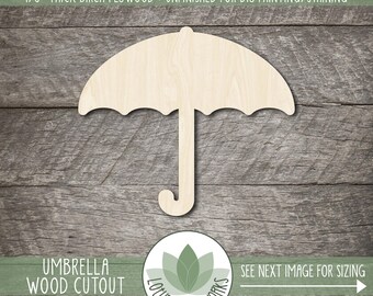 Umbrella - Unfinished Wood Cutouts For Crafting, Laser Cut Spring Themed Shapes