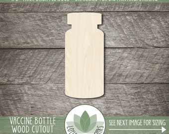 Vaccine Bottle  |  Unfinished Wood Cutout Shapes For Crafting, Laser Cut Blanks