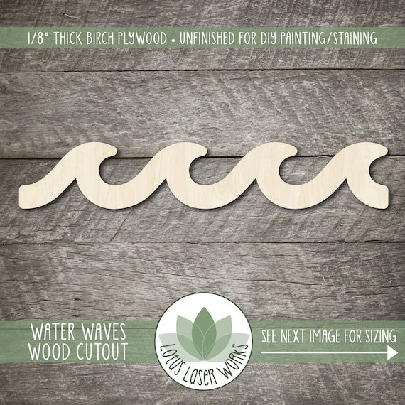 Wood Water Waves Cutout, Wood Embellishments, Blank Wood Craft Shapes,  Waves Wooden Shape 