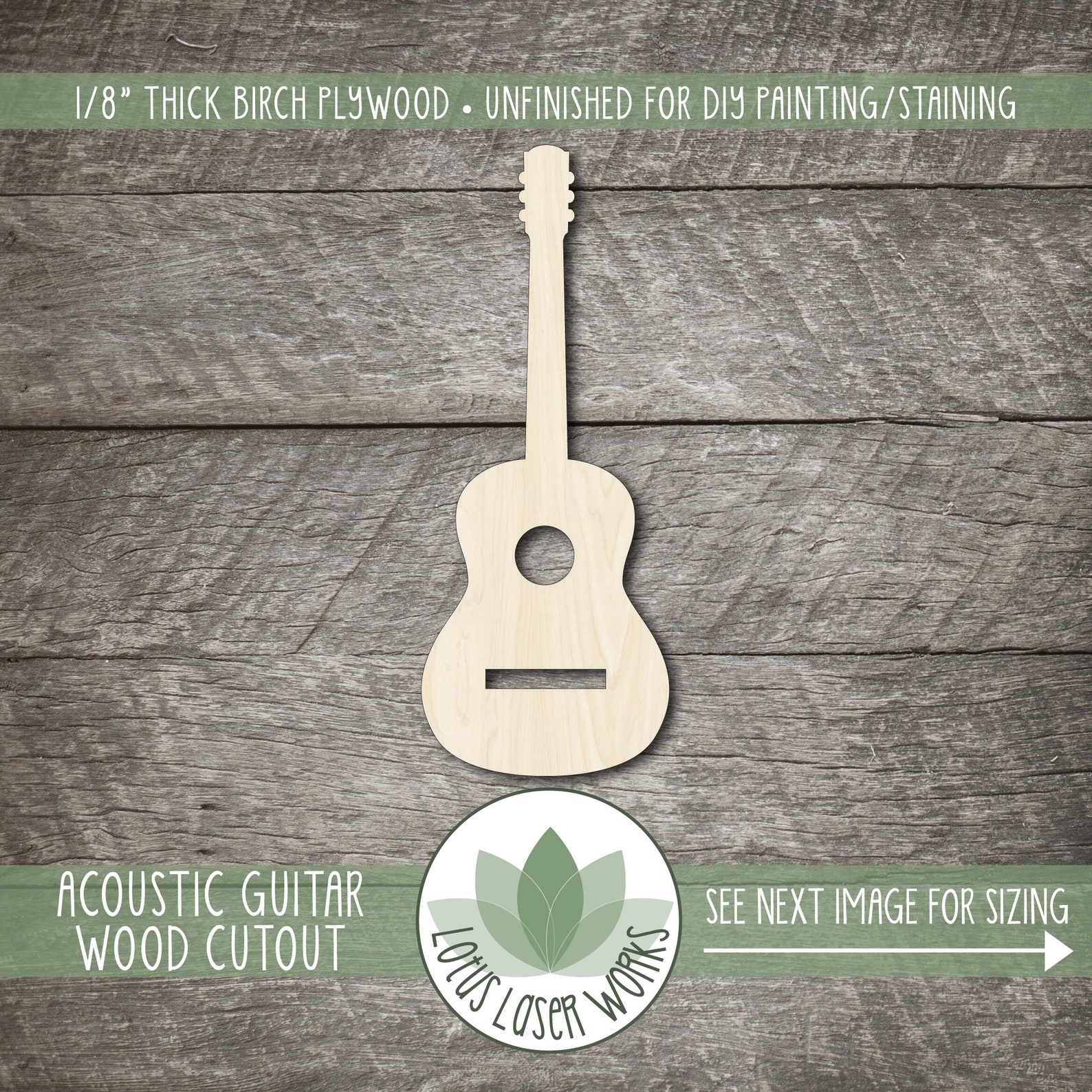 Acoustic Guitar Wood Shape Unfinished Wood Blanks DIY Craft Etsy