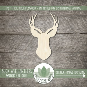 Wood Buck Shape, Unfinished Wooden Craft Cutouts, Laser Cut Blanks