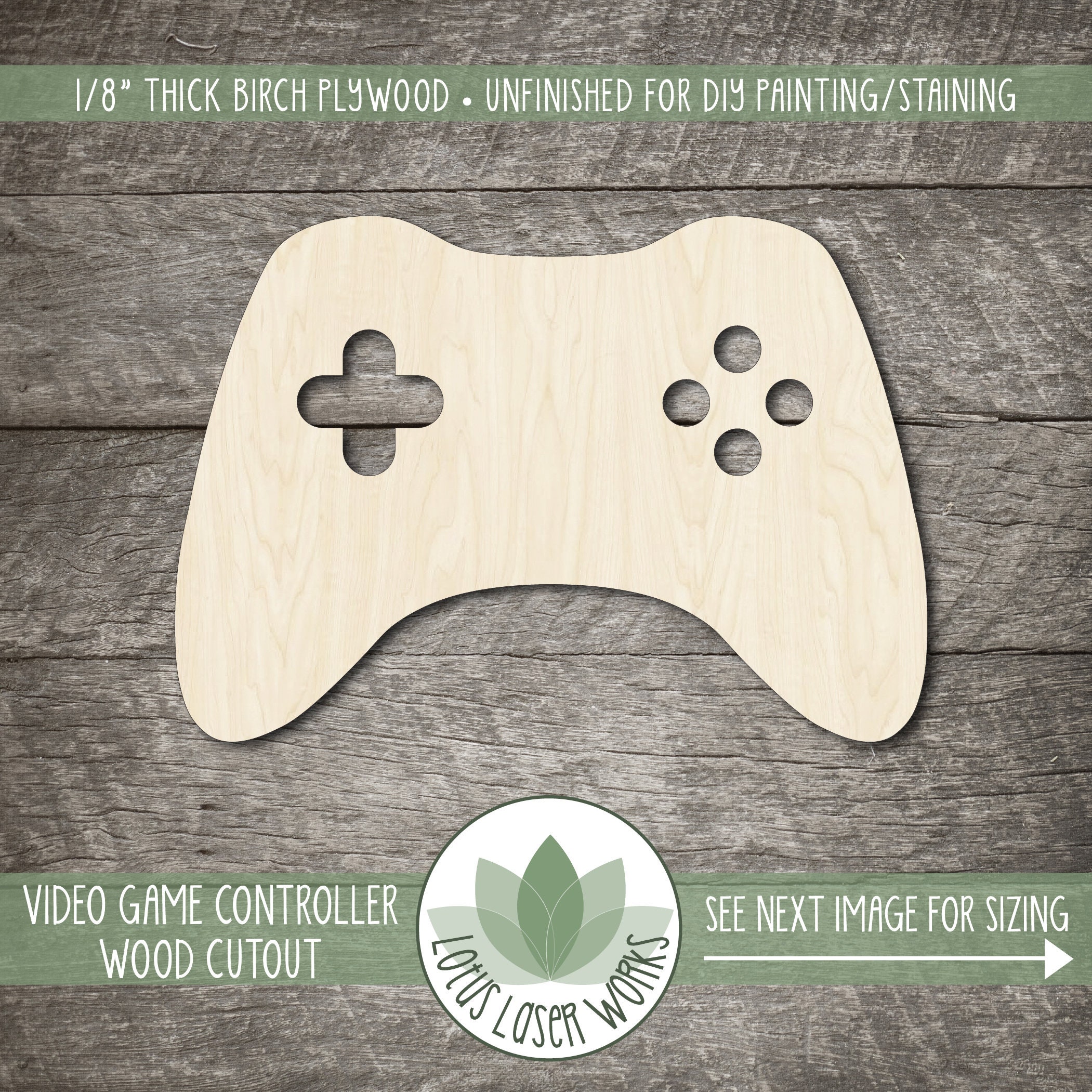 Video Game Controller Shape: Unfinished Wood Cutouts for Crafts, Laser ...