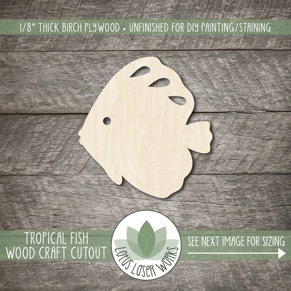 Tropical Fish Wood Cutout, Unfinished Wooden Painting Blanks, Laser Cut Craft Shapes