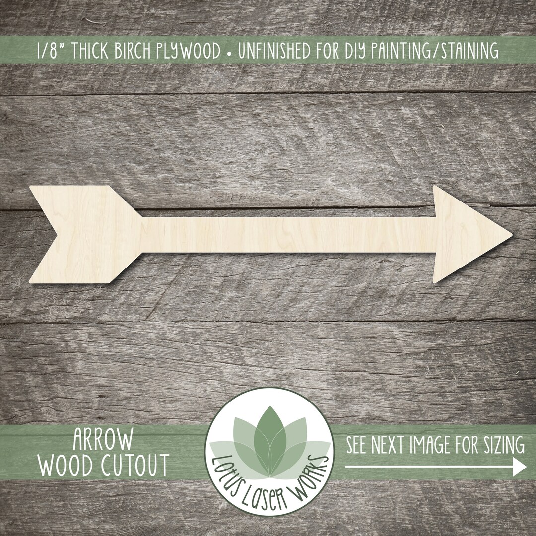Wood Arrow Shape Unfinished Wood Arrow Laser Cut Shape DIY Etsy