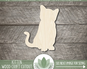 Kitten Shape - Unfinished Wood Cutouts For Crafting - Laser Cut Cat Painting Blanks