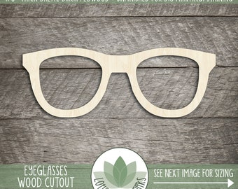 Wood Eyeglasses Cutout, Wooden Eye Glasses Shape, Blank Wood Shapes, Unfinished Wood For DIY Projects, Blank Wood Cutouts, Glasses