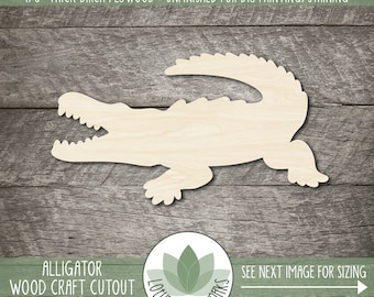 Wood Animal Shapes - Alligator Cutout For Crafts, Laser Cut Blanks