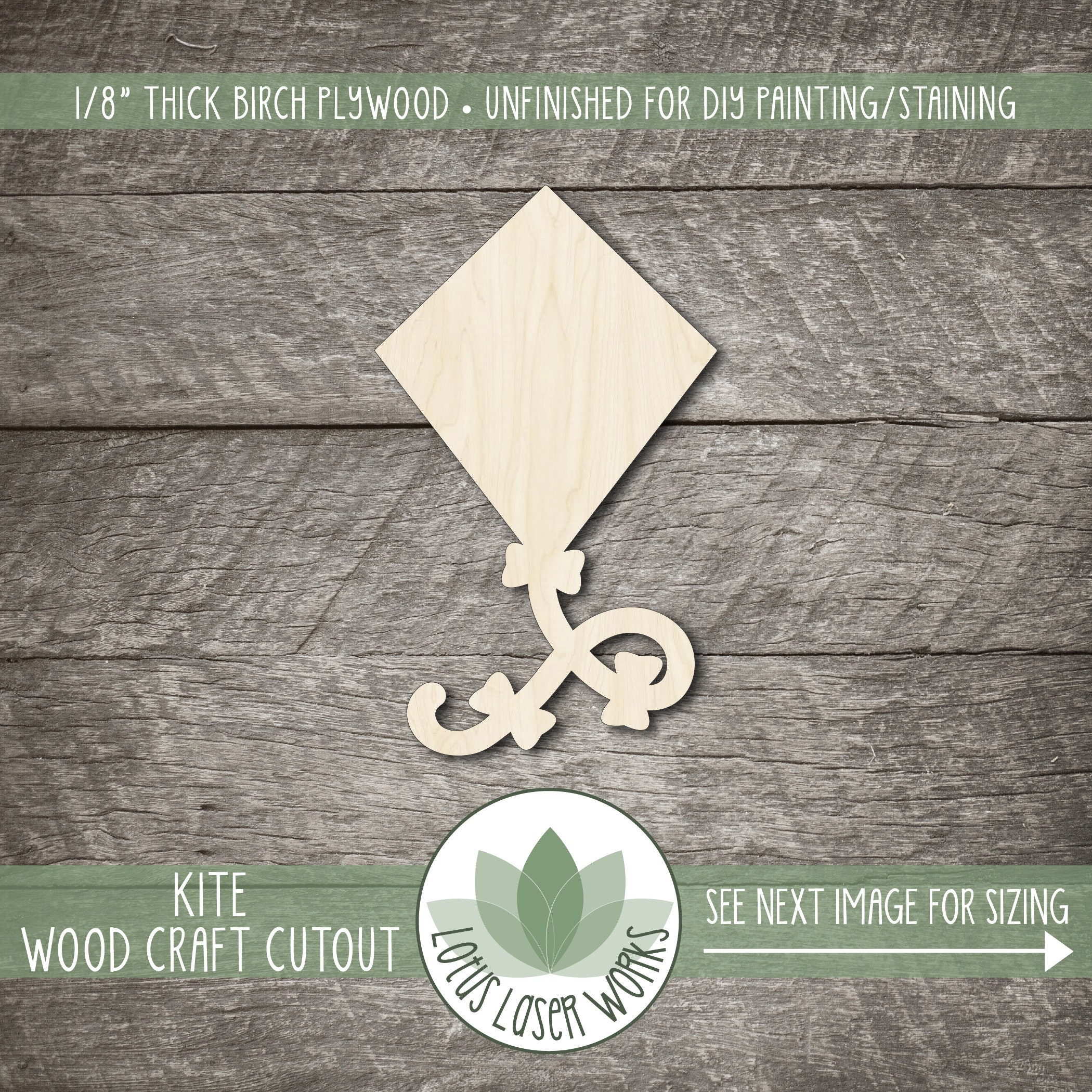 Toy Kite - Laser Cut Out Unfinished Wood Craft Shape BSC4 Toy Kite - Laser Cut Out Unfinished Wood Craft Shape BSC4