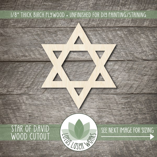 Star of David Shape - Laser Cut Wooden Blanks - Unfinished Wood Craft Cutouts