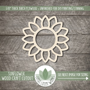 Sunflower Wood Shape, Flower Cutouts For DIY Craft Projects, Painting Blanks